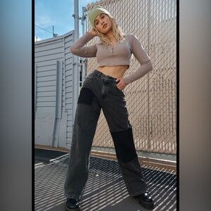 Garage Street Wide Leg Jean - Patchwork Black